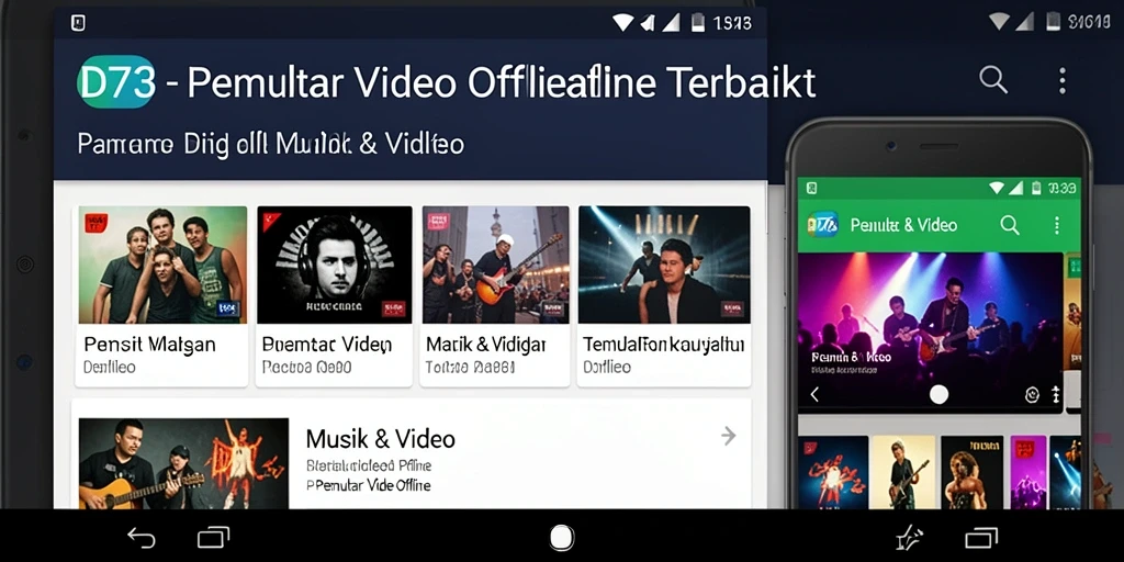 Antarmuka D73 dengan fungsi Pemutar Video Offline yang intuitif.
