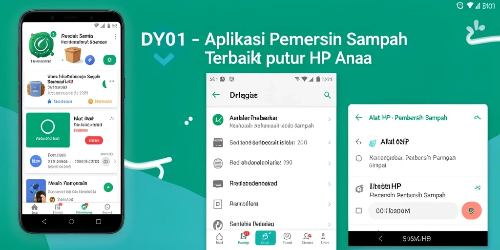 Antarmuka pengguna aplikasi DY01 saat melakukan pembersihan sampah.