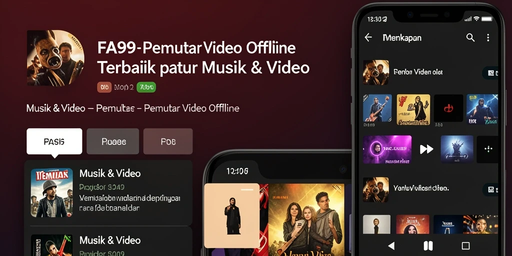 Antarmuka pengguna yang sederhana dan mudah dipahami untuk Pemutar Video Offline.