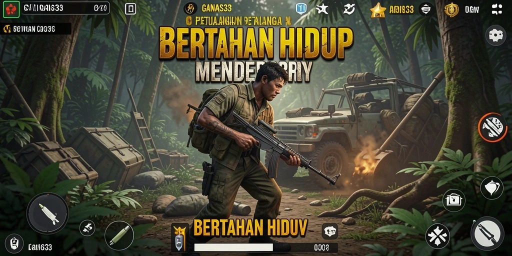 Tampilan antarmuka Bertahan Hidup yang menegangkan dan menarik.