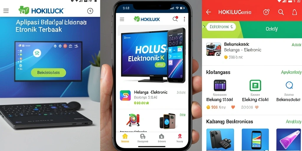 Tampilan antarmuka aplikasi HOKILUCK dengan fitur pencarian elektronik.