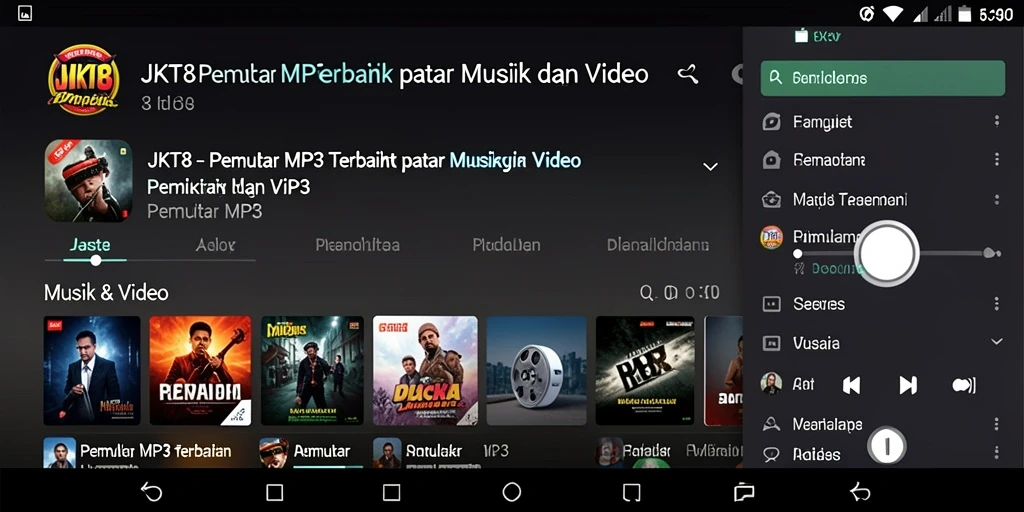 Tampilan antarmuka utama JKT8 untuk Pemutar MP3.