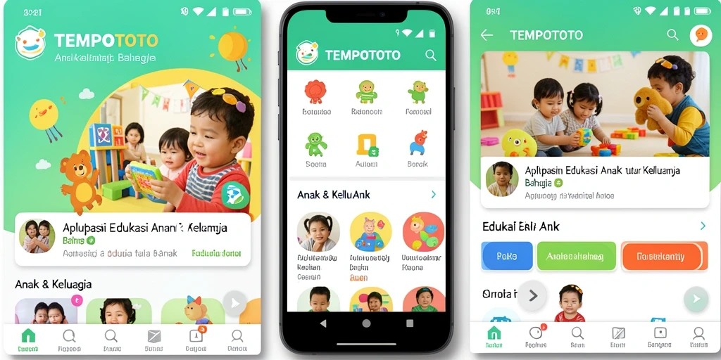 Antarmuka pengguna TEMPOTOTO yang menarik untuk anak-anak belajar.