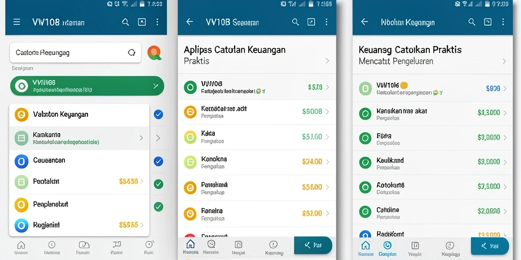 Tampilan antarmuka VW108 yang sederhana dan informatif untuk catatan keuangan sehari-hari.